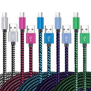 USB Type C Cable Fast Charging Tpc001 5 Pack(6Ft 3A) Braided C Charger Cables